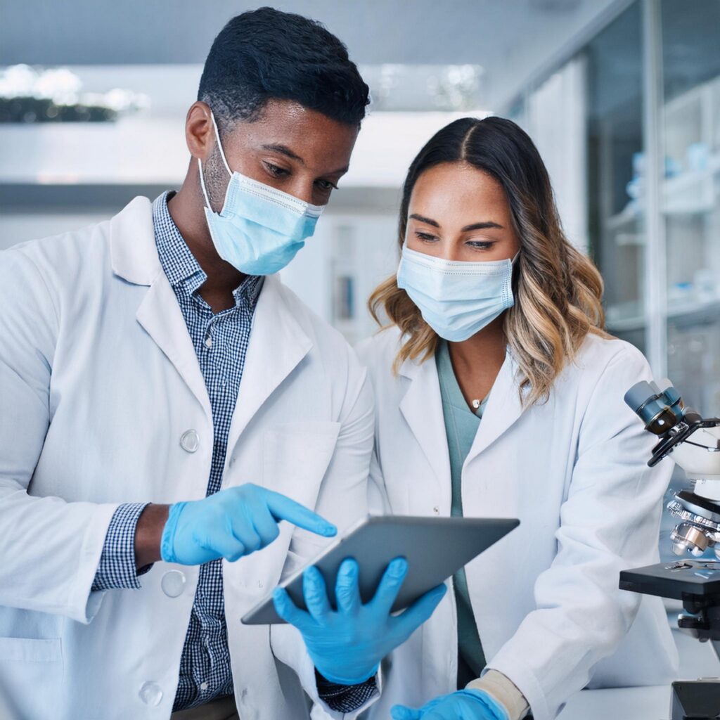 scientists-using-tablet-lab-antiaging-research-teamwork-with-vials-masks-test-tubes